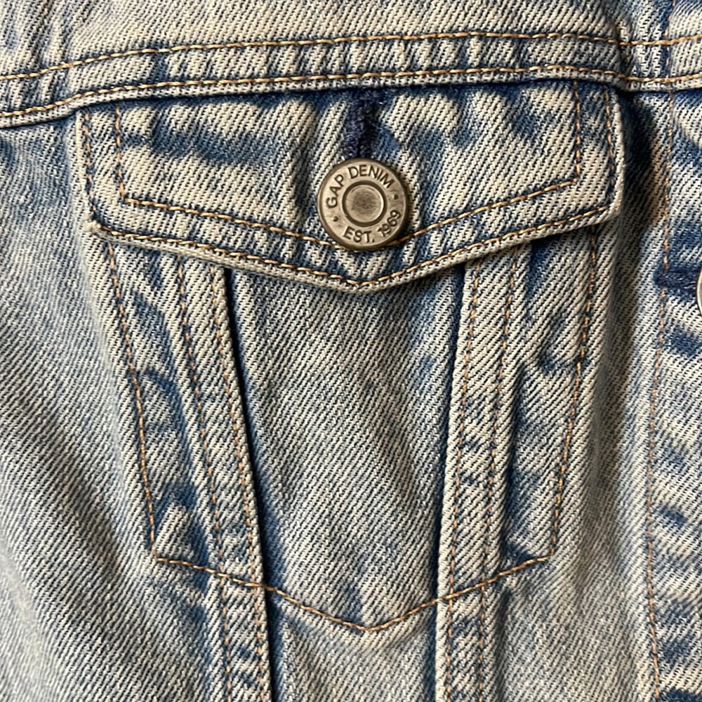 Gap Girls kids size large denim jacket stone washed - Picture 8 of 11